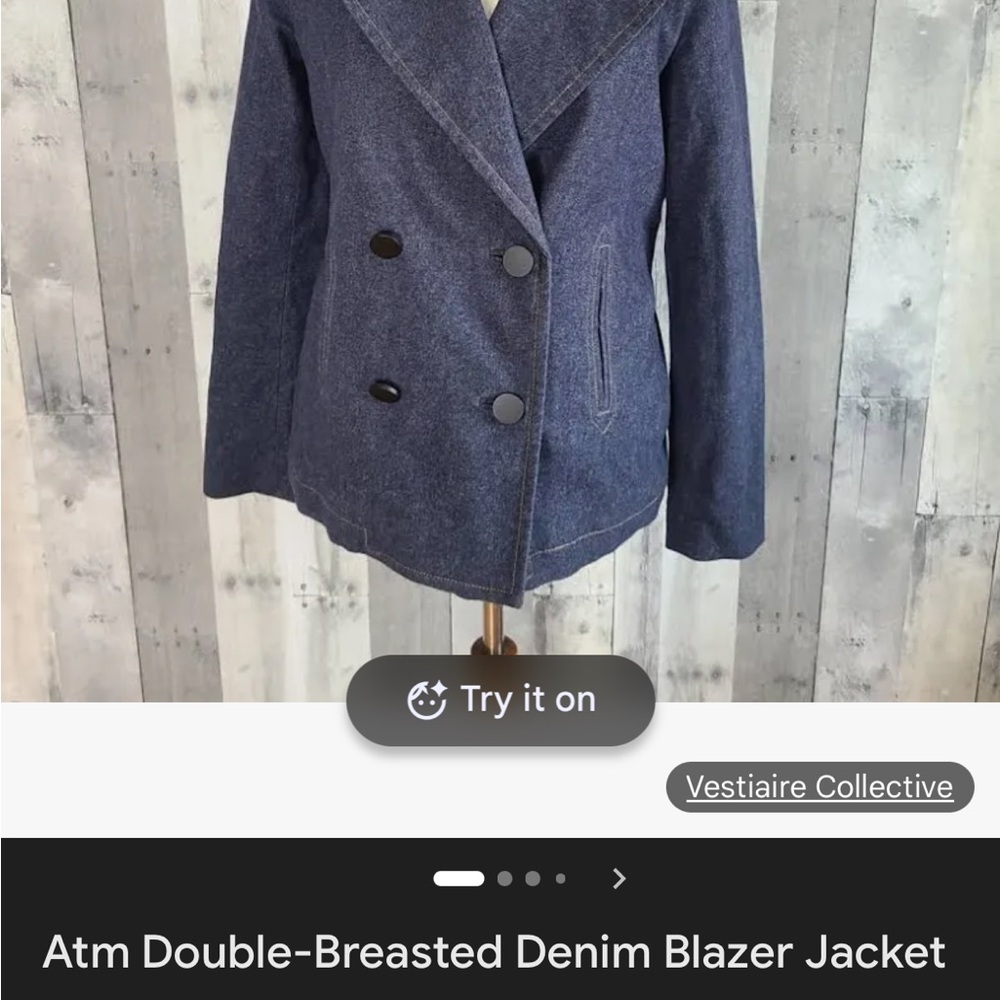 ATM Anthony Thomas Melillo Double-Breasted Denim Blazer - Navy Blue